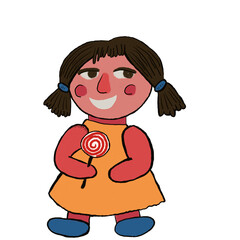 transparent cute cartoon toddler girl with lollipop png