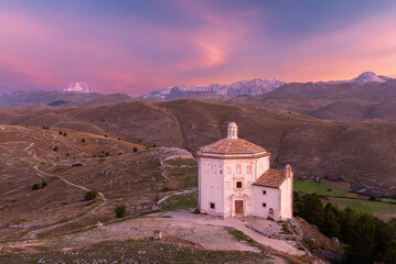 Fototapeta premium Church in the Mountains at Dawn