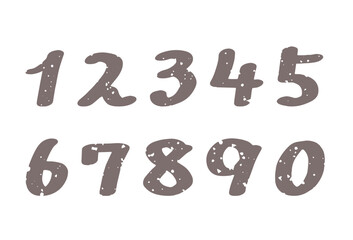 ざらついた手書きの数字　装飾セット　フォント