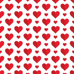 Vector simple seamless pattern with red hearts. Creative background for Valentine`s day. Trendy love print. 14 february concept