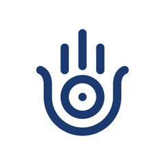 Line Hamsa hand symbol in ancient tribal style vector illustration