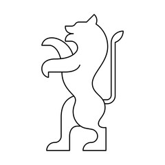 Medieval outline silhouette lion icon vector illustration