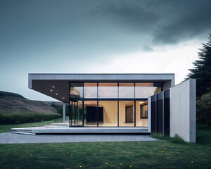 Obraz premium 3d render styled conceptional sketch of a modern minimalist cozy house
