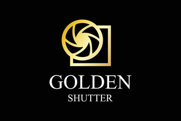 Elegant Luxury Golden Lens Aperture Camera Photography Studio Logo Design Vector