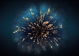 fireworks in the sky created with Generative AI technology - obrazy, fototapety, plakaty