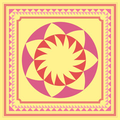 Decorative floral ornament bandana vector design isolated on yellow color background