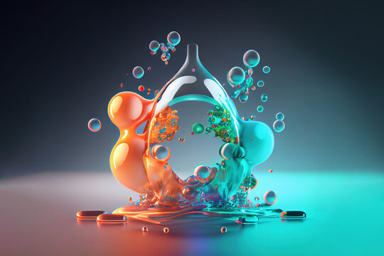 colorful bubbles oil or serum. Generative Ai