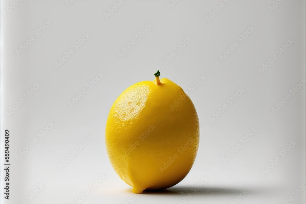 Poster a lemon is shown in a white background with a shadow on the ground and a light reflection on the wal