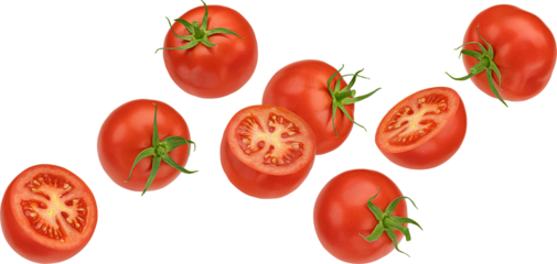 Falling cherry tomatoes isolated 