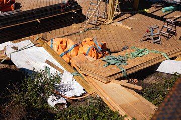 Construction site with tools and equipment