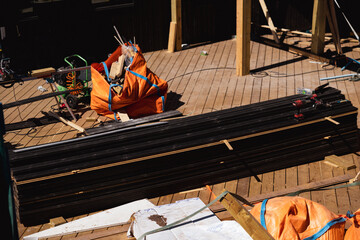 Construction site with tools and equipment
