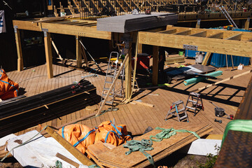 Construction site with tools and equipment