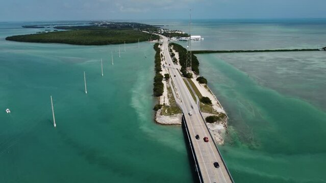 The bridges between the Keys in South Florida - aerial view