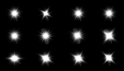 Lens flares set light ray sparkle glare
