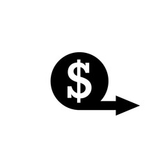 Dollar icon illustration with arrow.