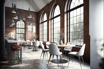Modern and loft-style cafe interior in new york design illustration