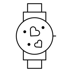Smartwatch Isolated Silhouette Solid Line Icon with smartwatch, heart, love, romance, time Infographic Simple Vector Illustration