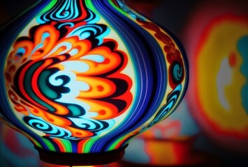 close-up shot of a single Chinese lantern, with the psychic waves emanating from it in a vibrant, colourful display (AI Generated)