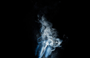 White fog or smoke collection on black background