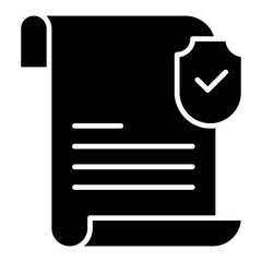 Bill Isolated Silhouette Solid Line Icon with bill, data, guard, paper, security Infographic Simple Vector Illustration
