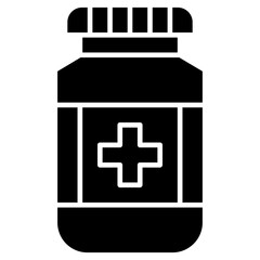 Drug Isolated Silhouette Solid Line Icon with drug, bottle, health, medicine, pills Infographic Simple Vector Illustration