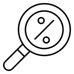 Discount Isolated Silhouette Solid Line Icon with discount, magnifier, sale, search, shop Infographic Simple Vector Illustration