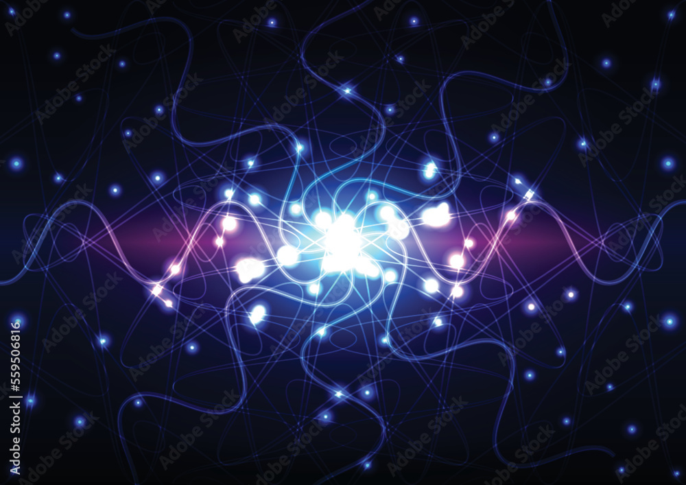 Poster abstract technology light motion style concept. particle connection background design blue lights an