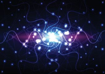 Abstract technology light motion style concept. Particle connection background design blue lights and neon lights. vector illustration design.