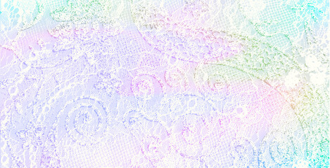 Fototapeta na wymiar Abstract holographic lace background in pink and blue tones
