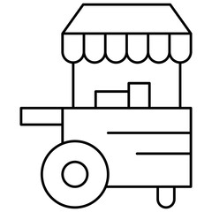 Food-Cart Isolated Silhouette Solid Line Icon with food-cart, cart, concession, food Infographic Simple Vector Illustration