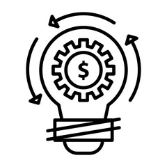 Strategy Isolated Silhouette Solid Line Icon with strategy, bulb, coin, idea, money, plan Infographic Simple Vector Illustration