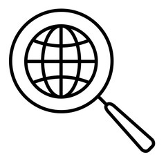 Magnifier Isolated Silhouette Solid Line Icon with magnifier, development, lobe, magnifier-glass, search, worldwide Infographic Simple Vector Illustration