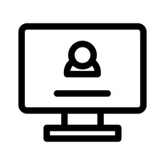 Profile Isolated Silhouette Solid Line Icon with profile, computer, data, login, personal-data Infographic Simple Vector Illustration