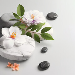 spa still life with stones and orchid, generative ai