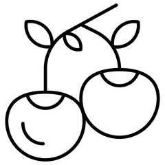 Cherry Isolated Silhouette Solid Line Icon with cherry, diet, food, fruits, healthy Infographic Simple Vector Illustration