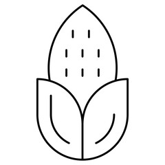Corn Isolated Silhouette Solid Line Icon with corn, cereal, maize, organic, vegetable Infographic Simple Vector Illustration