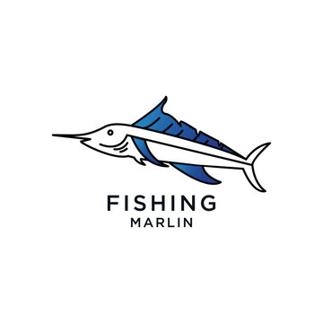 Fishing marlin  design template flat vector