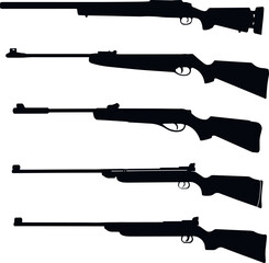 Hunting gun Silhouette set icon, Hunting weapon, Hunting carbine, SVG, Vector.
