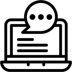 Chat-Bubble Isolated Silhouette Solid Line Icon with chat-bubble, computer, email, laptop, message Infographic Simple Vector Illustration