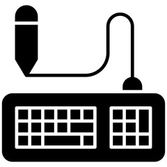 Keyboard Isolated Silhouette Solid Line Icon with keyboard, computer, control, design, pen Infographic Simple Vector Illustration