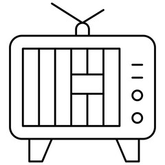 Television Isolated Silhouette Solid Line Icon with television, connect, hobbies, screen, tv Infographic Simple Vector Illustration