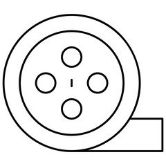 Film-Reel Isolated Silhouette Solid Line Icon with film-reel, cinema, film, movie, reel Infographic Simple Vector Illustration