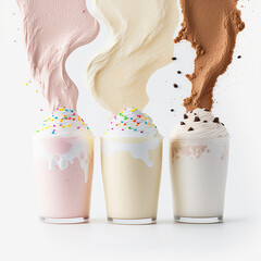 milkshake with whipped cream. Generative AI - obrazy, fototapety, plakaty