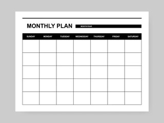 Undated monthly planner isolated on background. Vector illustration - obrazy, fototapety, plakaty