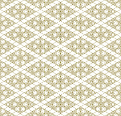 Seamless geometric pattern based on japanese style Kumiko.Gold lines.