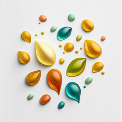 cough drops, colored on a white background, top view