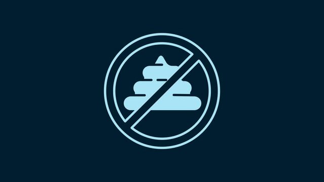 White No shit icon isolated on blue background. 4K Video motion graphic animation