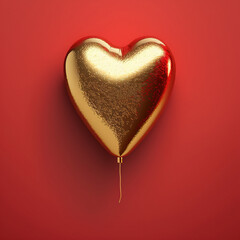 golden heart-shaped birthday balloon. Generative AI - obrazy, fototapety, plakaty