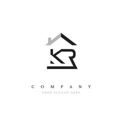 Initial KR Real Estate Logo Design Vector