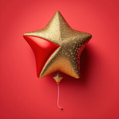 gold star-shaped birthday balloon. Generative AI